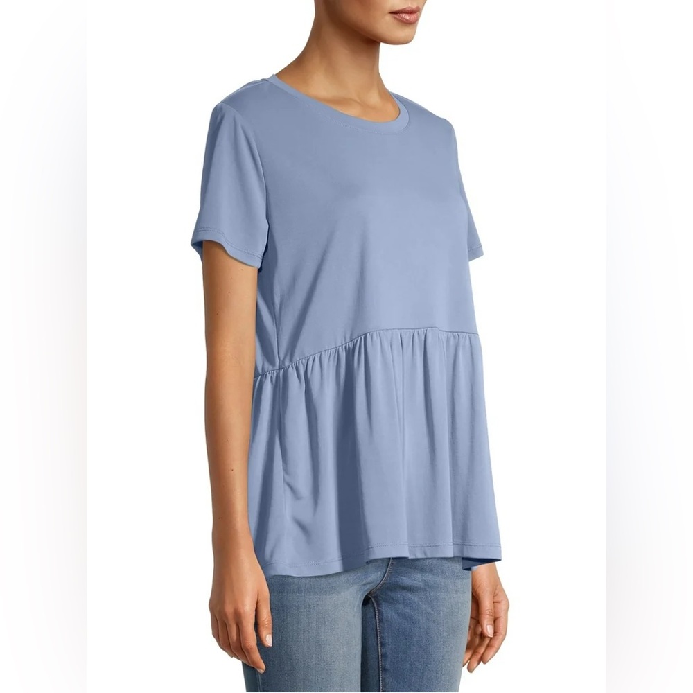 Short Sleeve Peplum Pullover Relaxed Fit T-Shirt